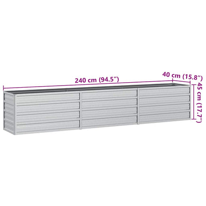 vidaXL Garden Raised Bed 240x40x45 cm Galvanized Steel Silver