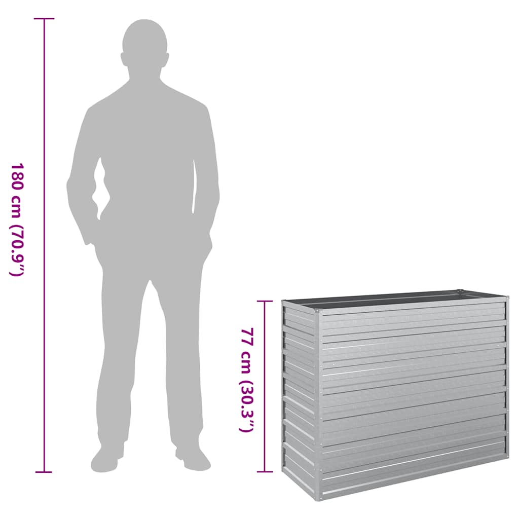 vidaXL Garden Raised Bed 100x40x77 cm Galvanized Steel Silver