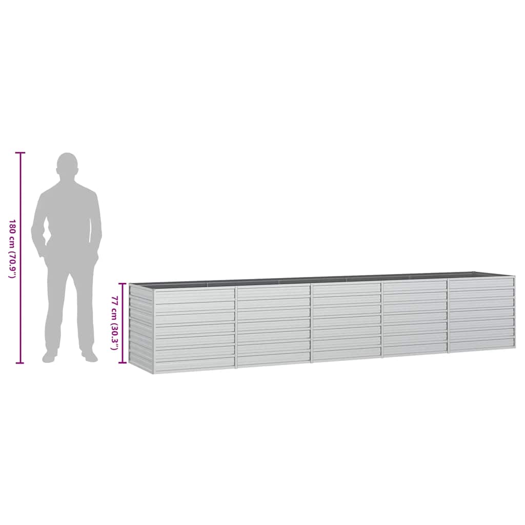 vidaXL Garden Raised Bed 400x80x77 cm Galvanized Steel Silver