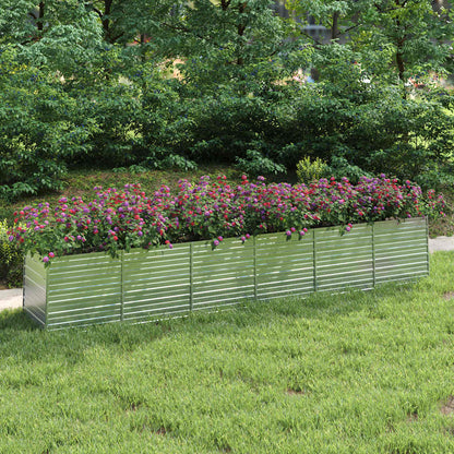 vidaXL Garden Raised Bed 480x80x77 cm Galvanized Steel Silver