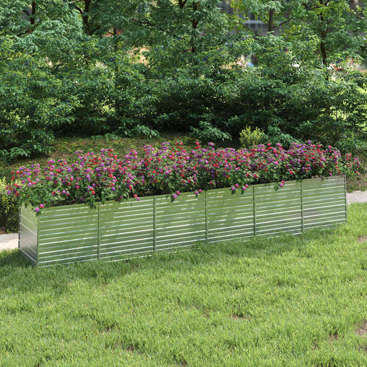 316902 vidaXL Garden Raised Bed 480x80x77 cm Galvanized Steel Silver