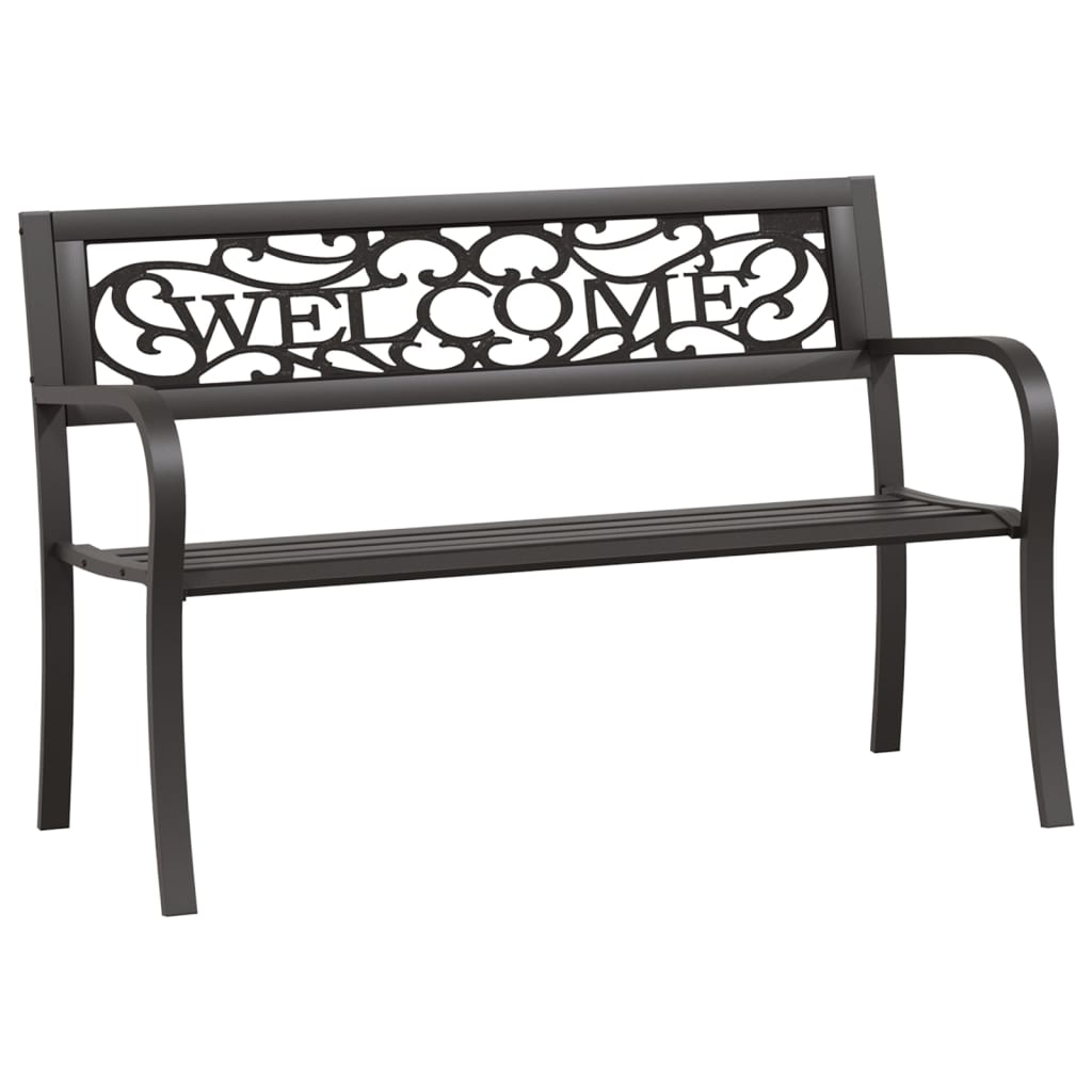 vidaXL Garden Bench | Black | Powder-coated steel and plastic | Standard
