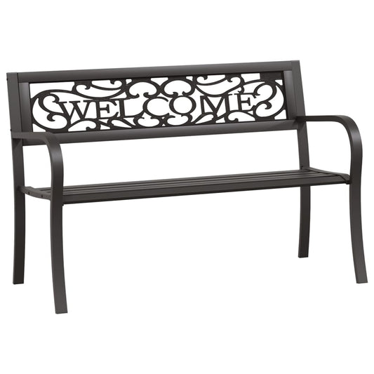 vidaXL Garden Bench | Black | Powder-coated steel and plastic | Standard