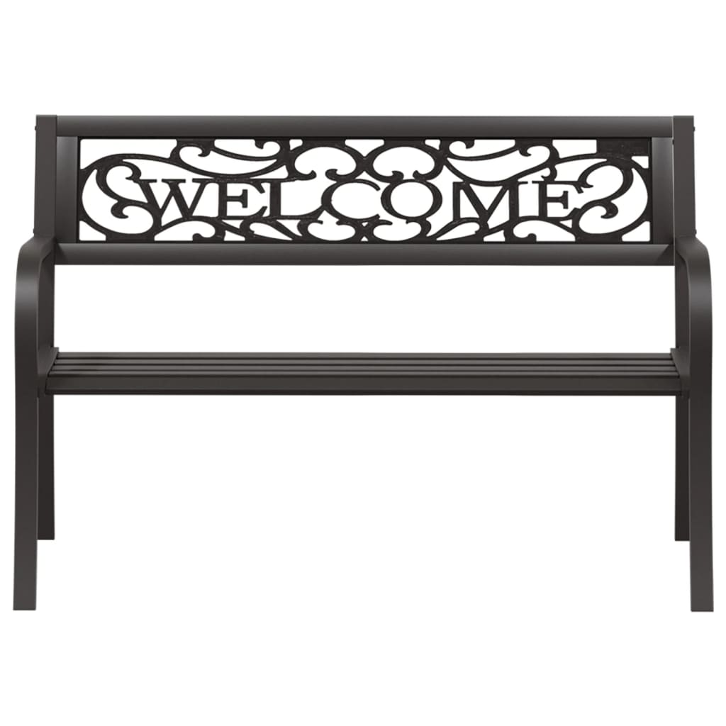 vidaXL Garden Bench | Black | Powder-coated steel and plastic | Standard