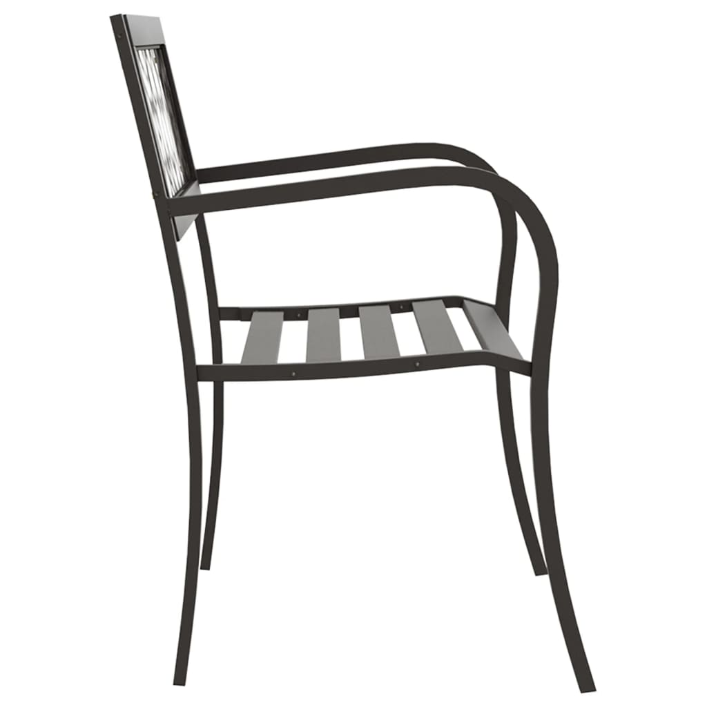 vidaXL Garden Bench | Black | Powder-coated steel and plastic | Standard