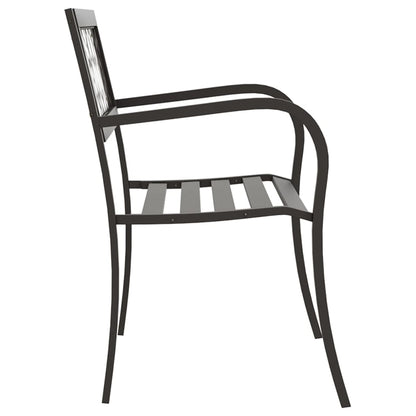 vidaXL Garden Bench | Black | Powder-coated steel and plastic | Standard