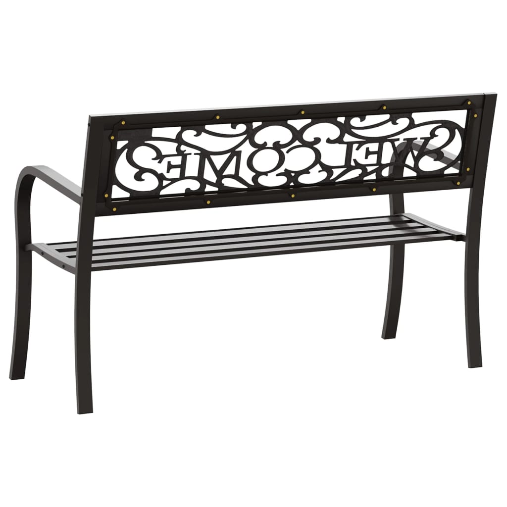 vidaXL Garden Bench | Black | Powder-coated steel and plastic | Standard