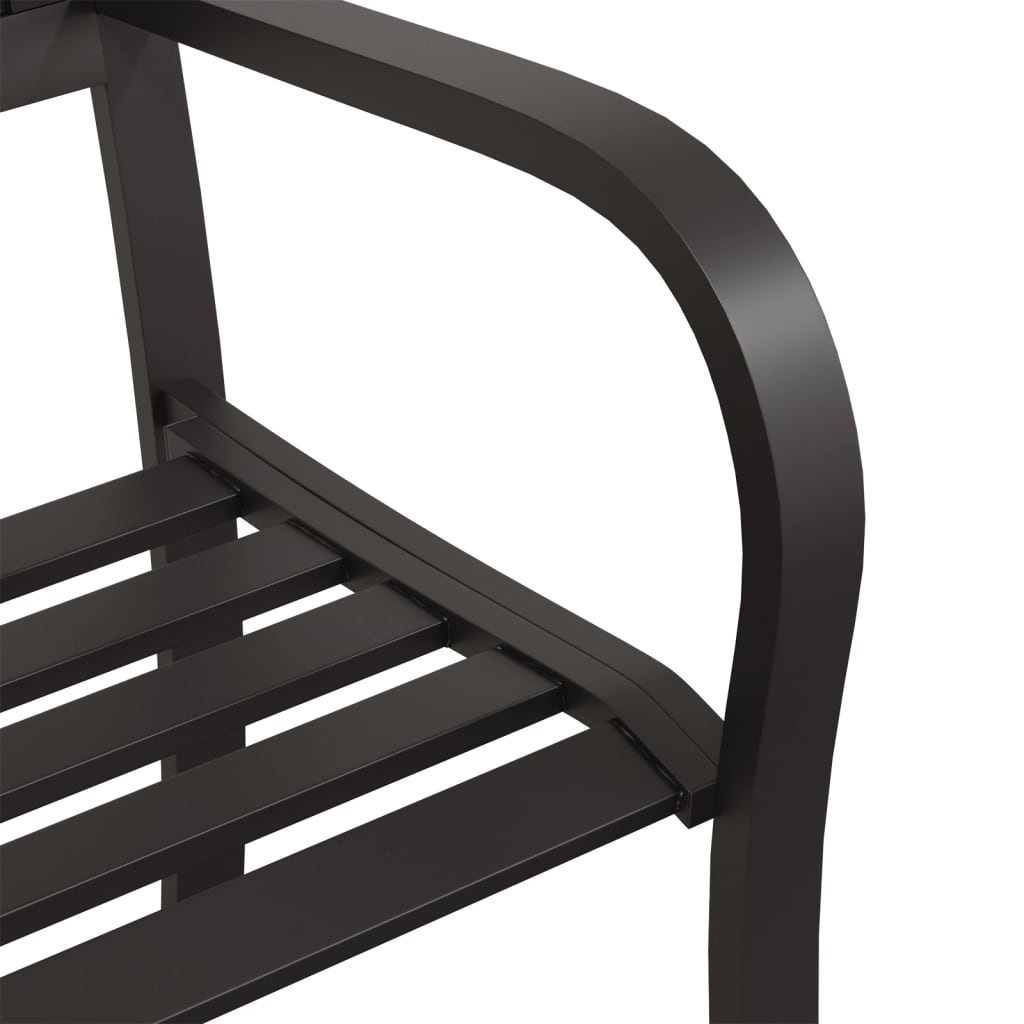 vidaXL Garden Bench | Black | Powder-coated steel and plastic | Standard