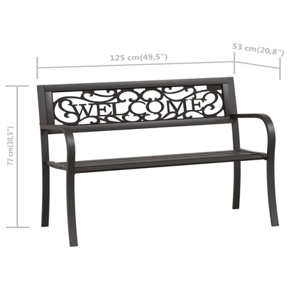 vidaXL Garden Bench | Black | Powder-coated steel and plastic | Standard