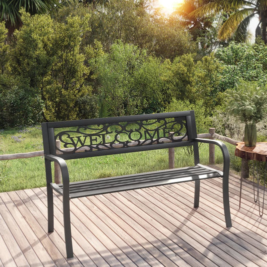 vidaXL Garden Bench | Black | Powder-coated steel and plastic | Standard