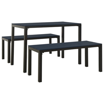 vidaXL Garden Dining Set | Black | Steel, Wood Plastic Composites | Medium