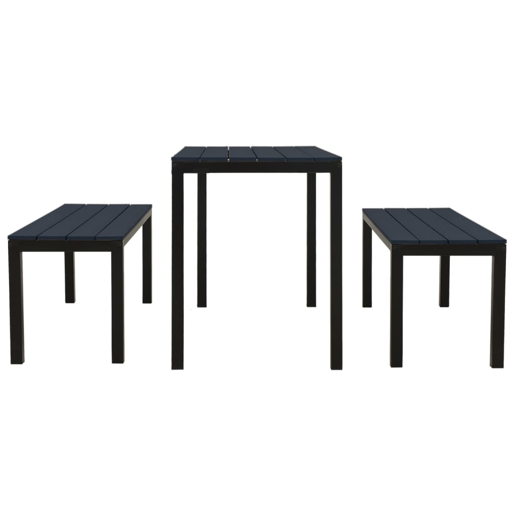 vidaXL Garden Dining Set | Black | Steel, Wood Plastic Composites | Medium