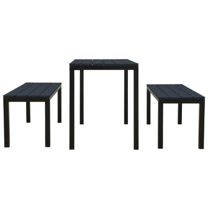 vidaXL Garden Dining Set | Black | Steel, Wood Plastic Composites | Medium