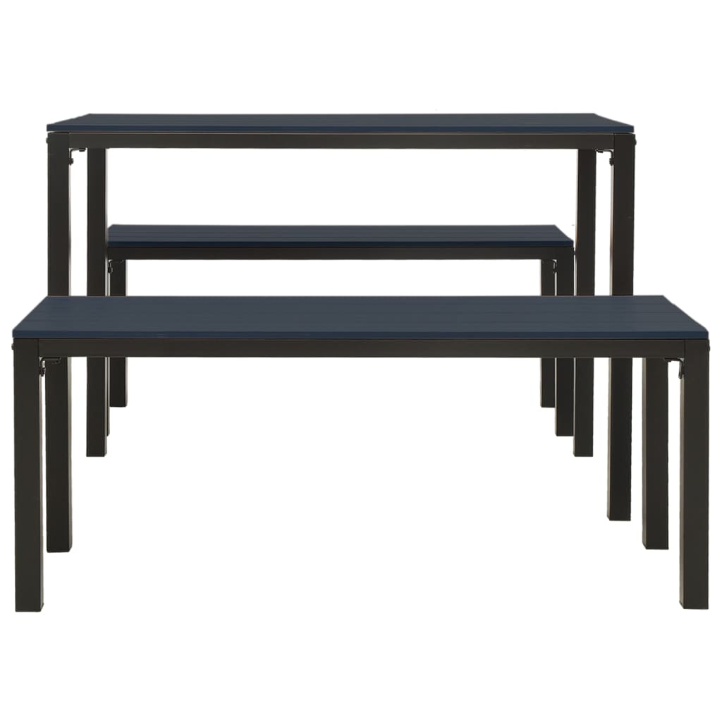 vidaXL Garden Dining Set | Black | Steel, Wood Plastic Composites | Medium