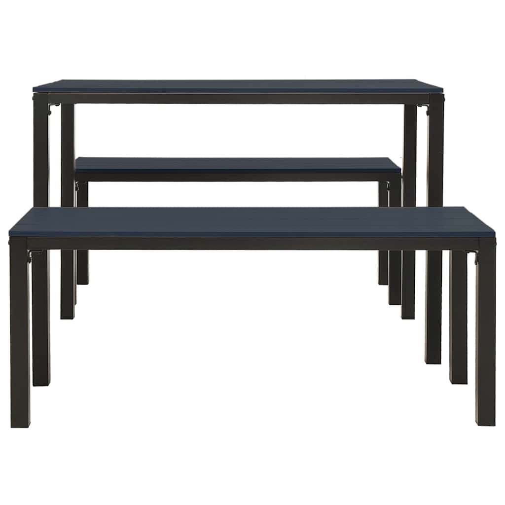 vidaXL 3 Piece Garden Dining Set Steel and WPC Black