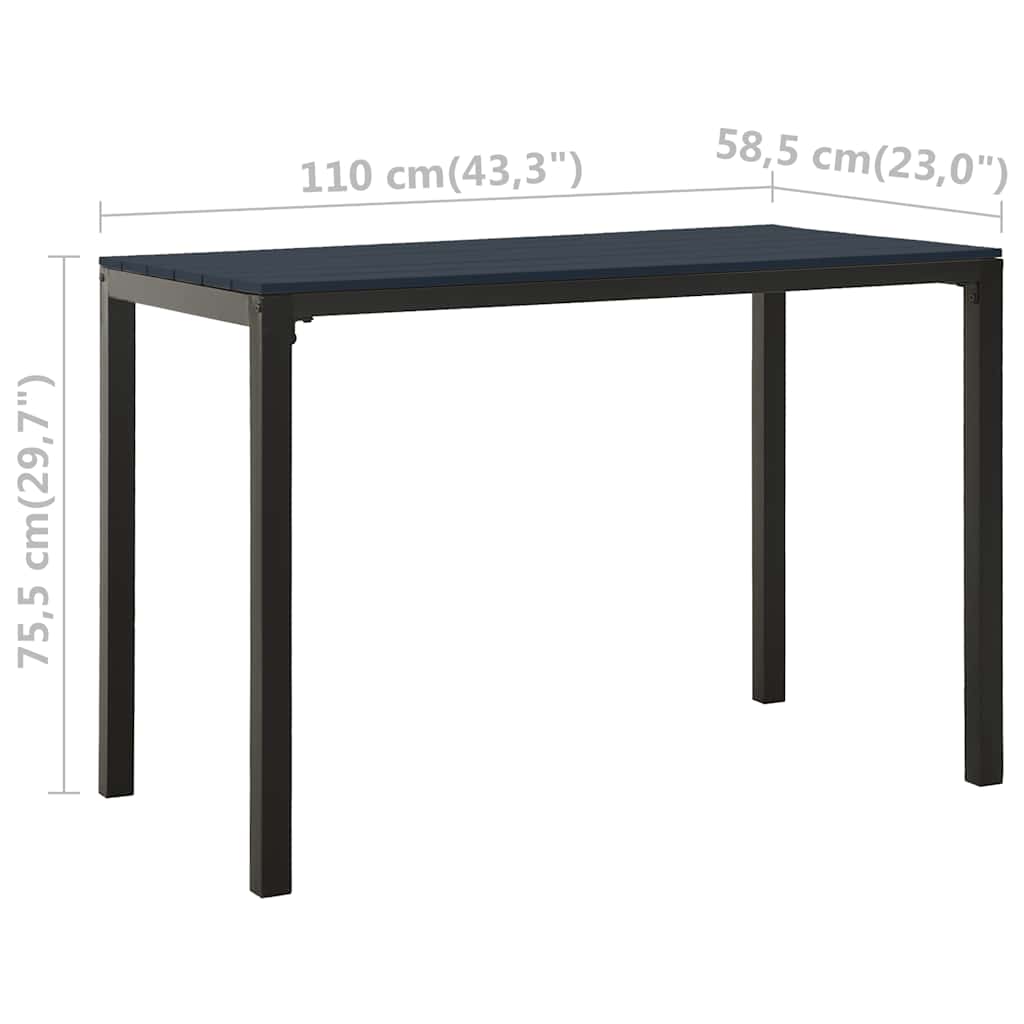 vidaXL 3 Piece Garden Dining Set Steel and WPC Black