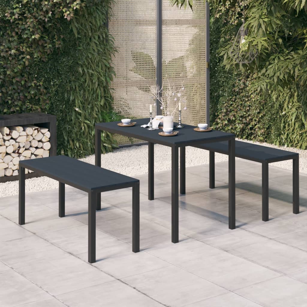 vidaXL Garden Dining Set | Black | Steel, Wood Plastic Composites | Medium