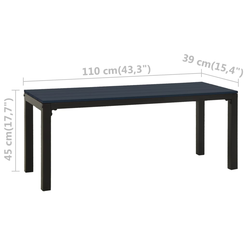 vidaXL Garden Bench | Black | Steel | Garden Bench | Rectangular | Vintage