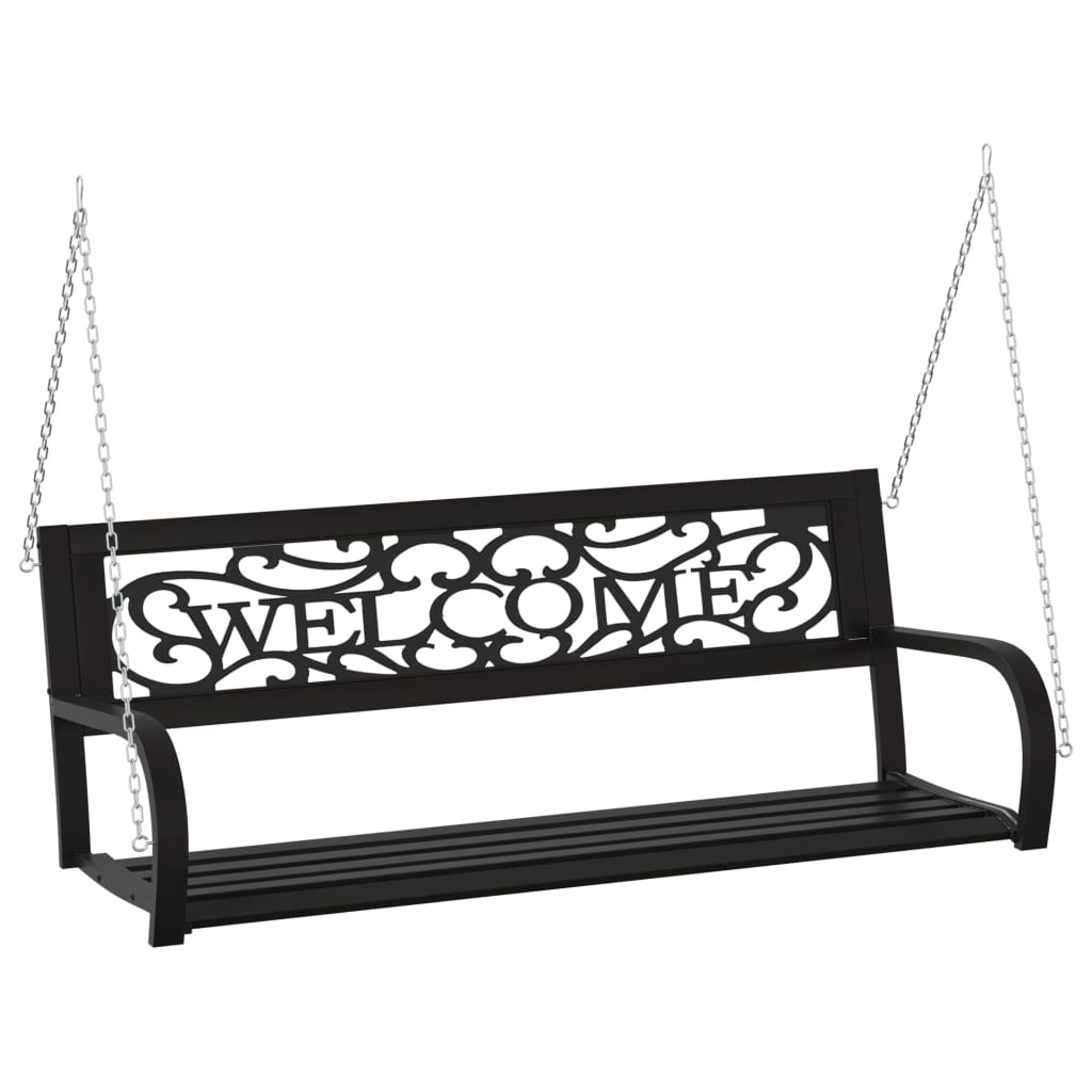 vidaXL Garden Swing Bench | Black | Steel, Plastic | Medium | Hanging mount