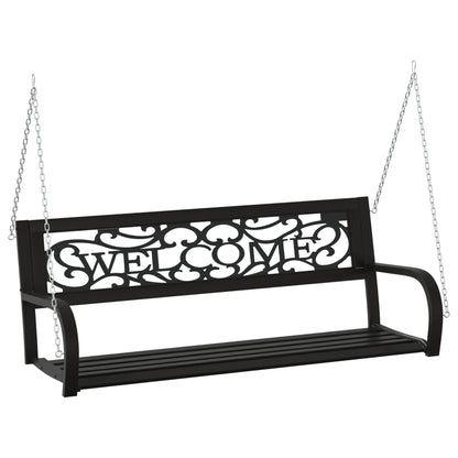vidaXL Garden Swing Bench | Black | Steel, Plastic | Medium | Hanging mount