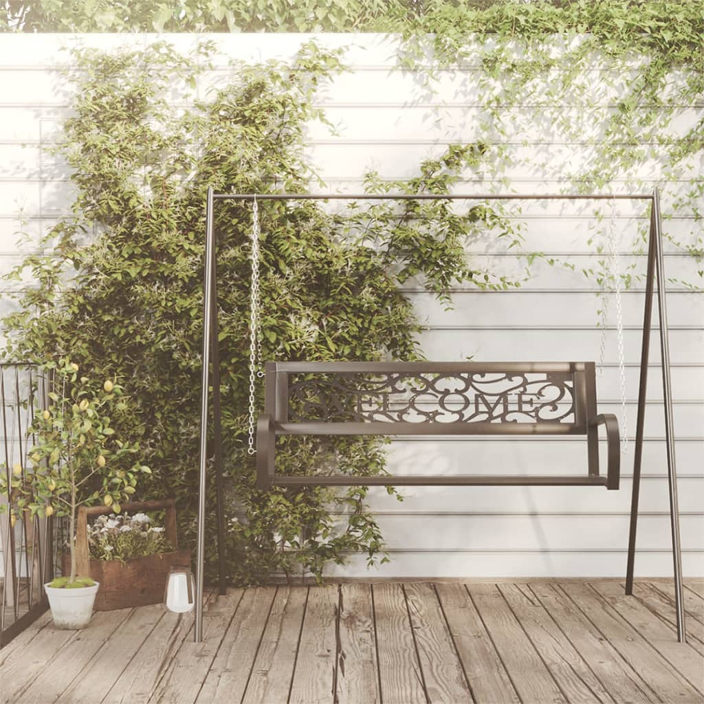 vidaXL Garden Swing Bench | Black | Steel, Plastic | Medium | Hanging mount