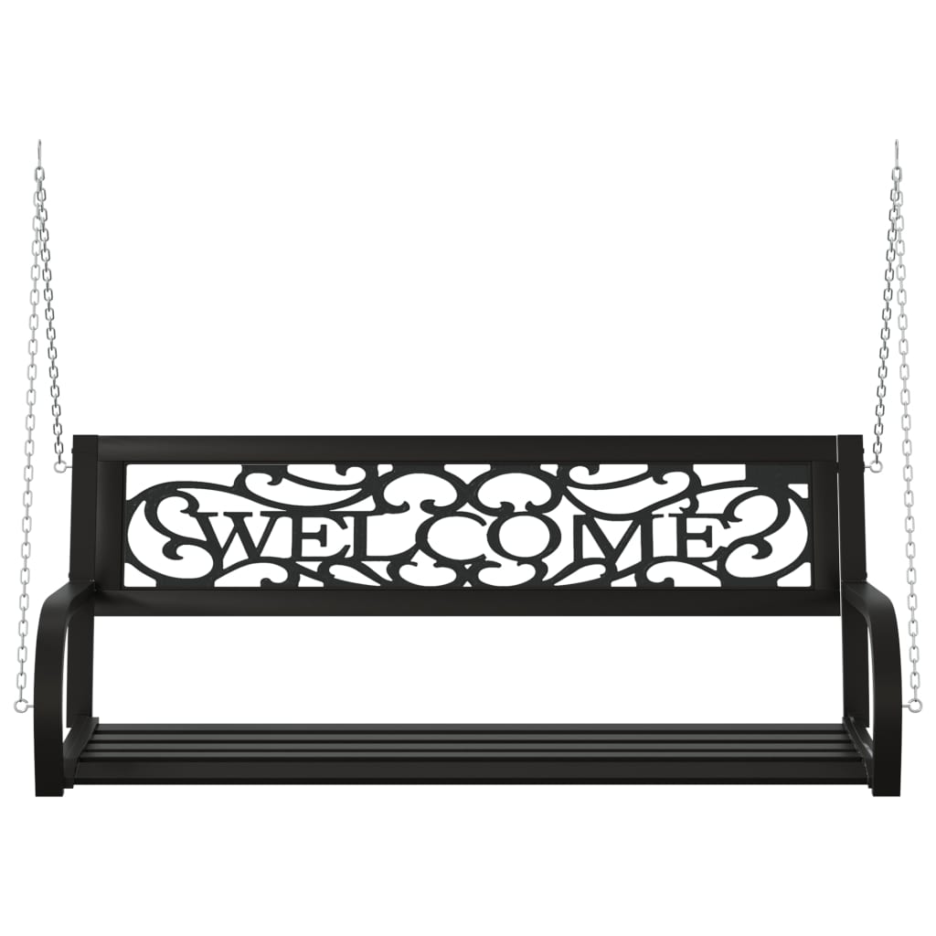 vidaXL Garden Swing Bench | Black | Steel, Plastic | Medium | Hanging mount