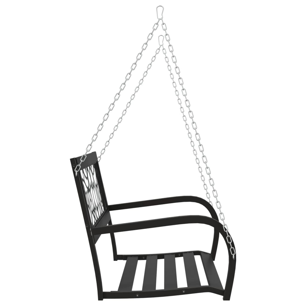vidaXL Garden Swing Bench | Black | Steel, Plastic | Medium | Hanging mount