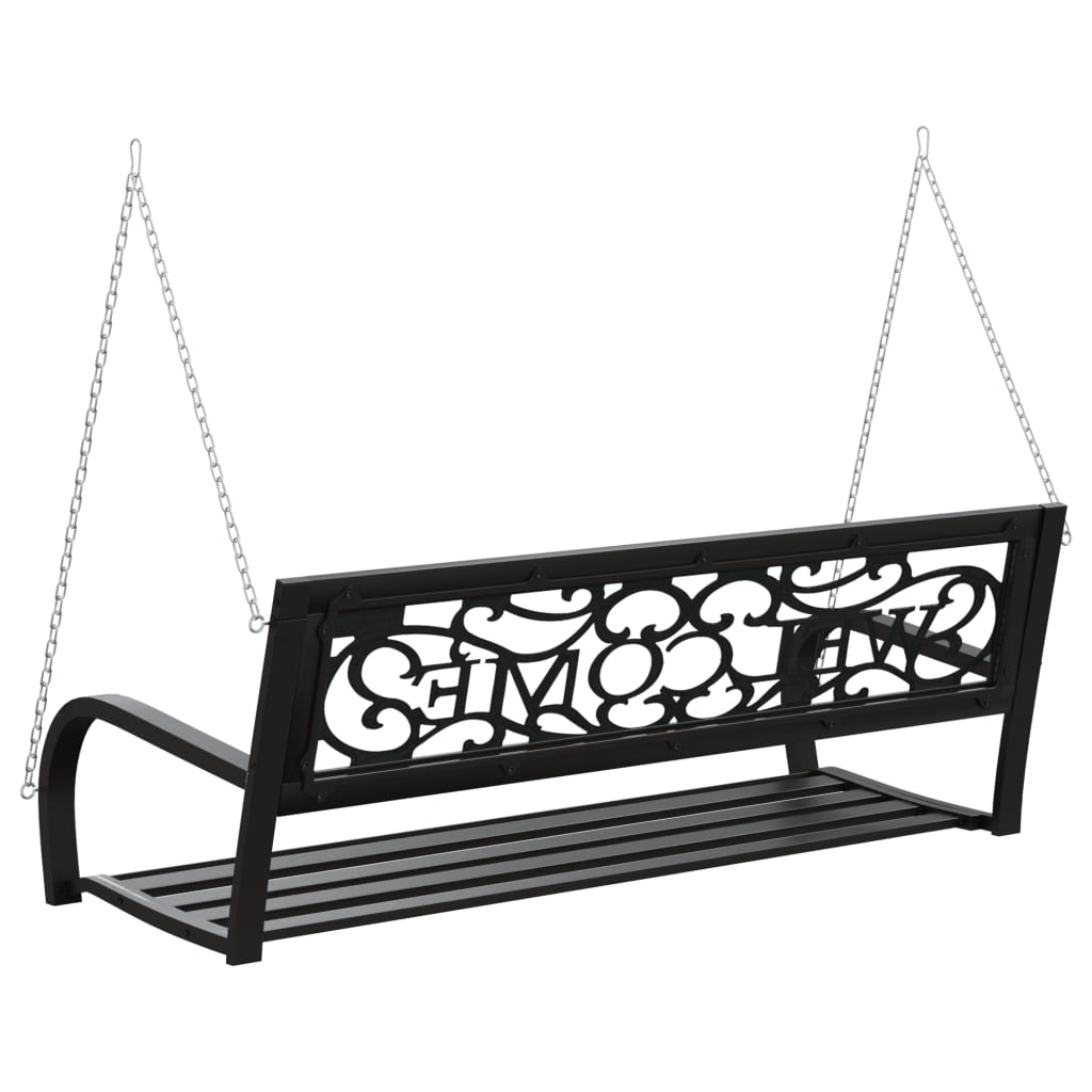 vidaXL Garden Swing Bench | Black | Steel, Plastic | Medium | Hanging mount