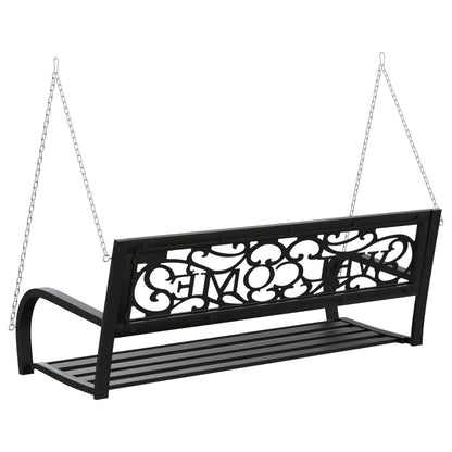 vidaXL Garden Swing Bench | Black | Steel, Plastic | Medium | Hanging mount