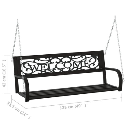 vidaXL Garden Swing Bench | Black | Steel, Plastic | Medium | Hanging mount