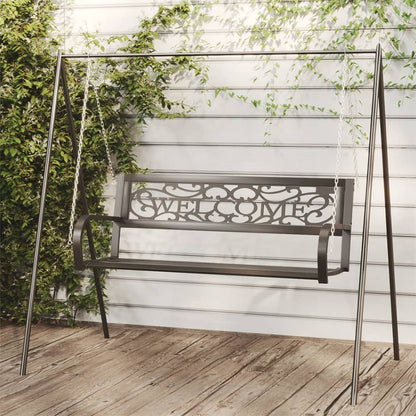 vidaXL Garden Swing Bench | Black | Steel, Plastic | Medium | Hanging mount