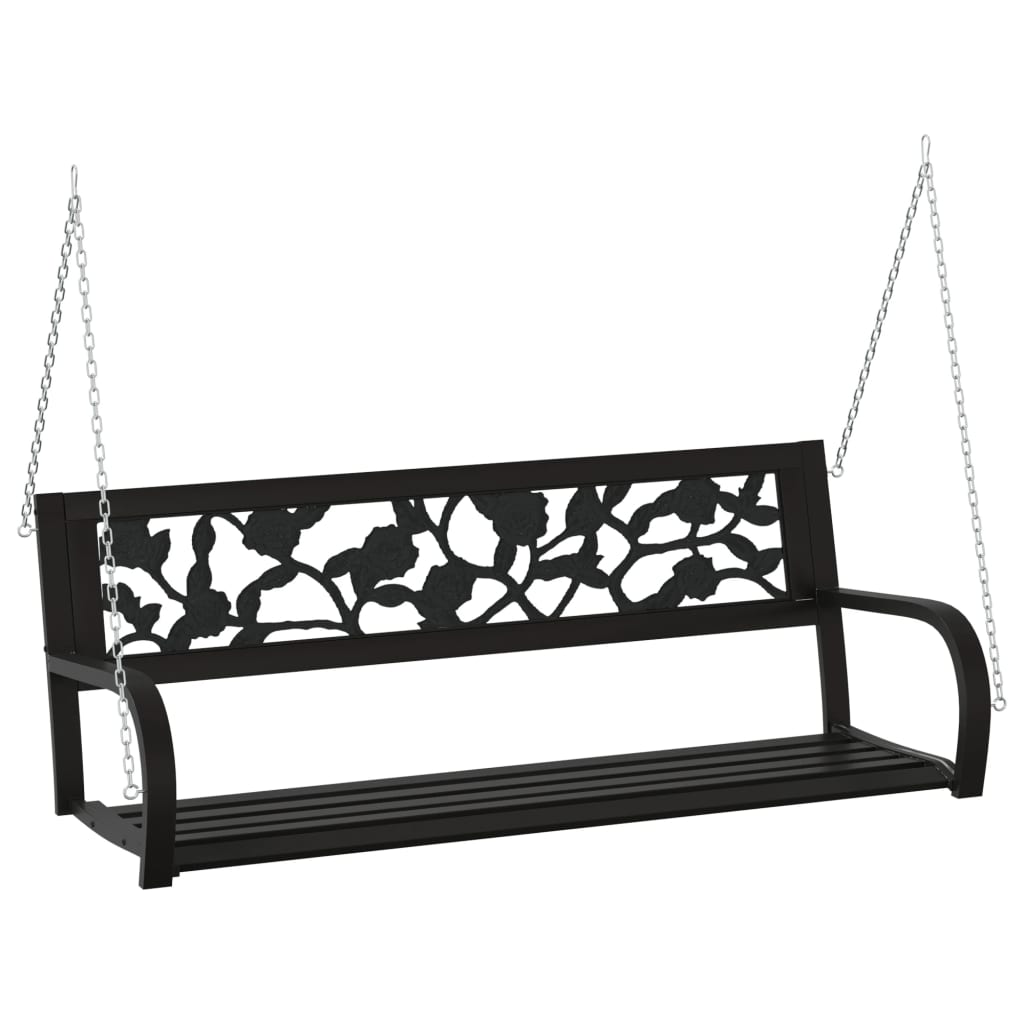 vidaXL Garden Swing Bench | Black | Steel and Plastic | Medium