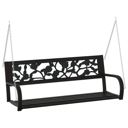 vidaXL Garden Swing Bench | Black | Steel and Plastic | Medium