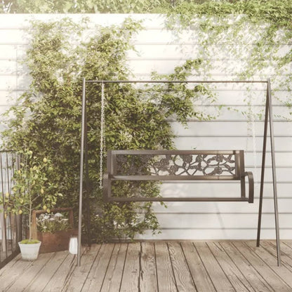 vidaXL Garden Swing Bench | Black | Steel and Plastic | Medium