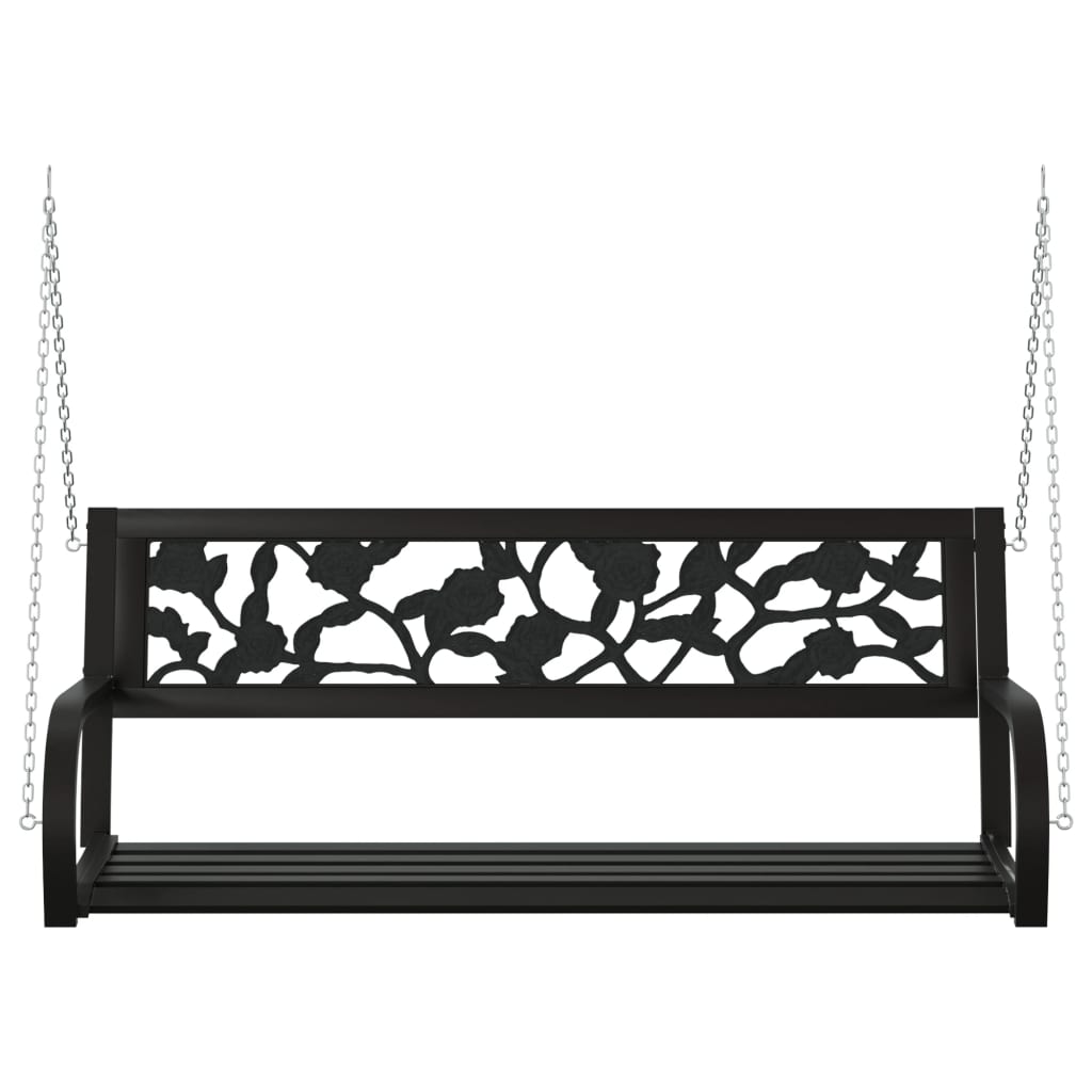 vidaXL Garden Swing Bench | Black | Steel and Plastic | Medium