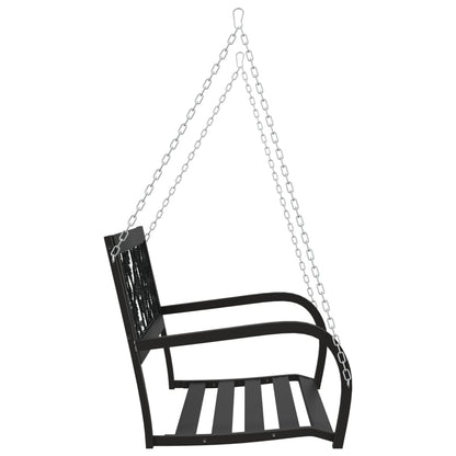 vidaXL Garden Swing Bench | Black | Steel and Plastic | Medium