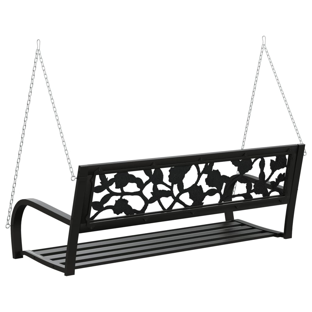 vidaXL Garden Swing Bench | Black | Steel and Plastic | Medium