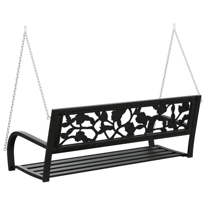 vidaXL Garden Swing Bench | Black | Steel and Plastic | Medium
