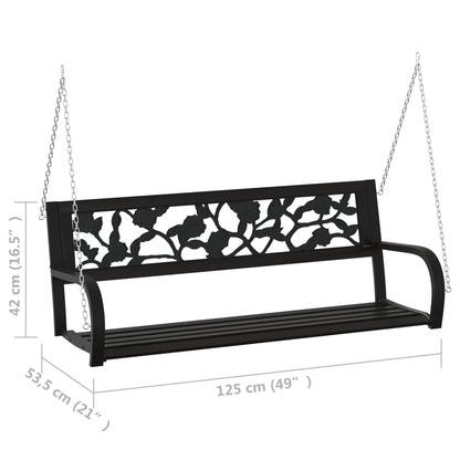 vidaXL Garden Swing Bench | Black | Steel and Plastic | Medium