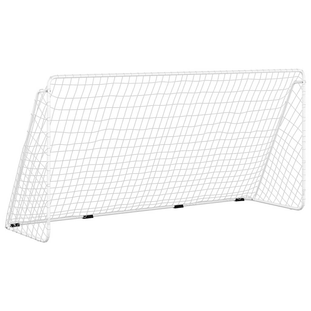 93371 vidaXL Football Goal with Net White 366x122x182 cm Steel