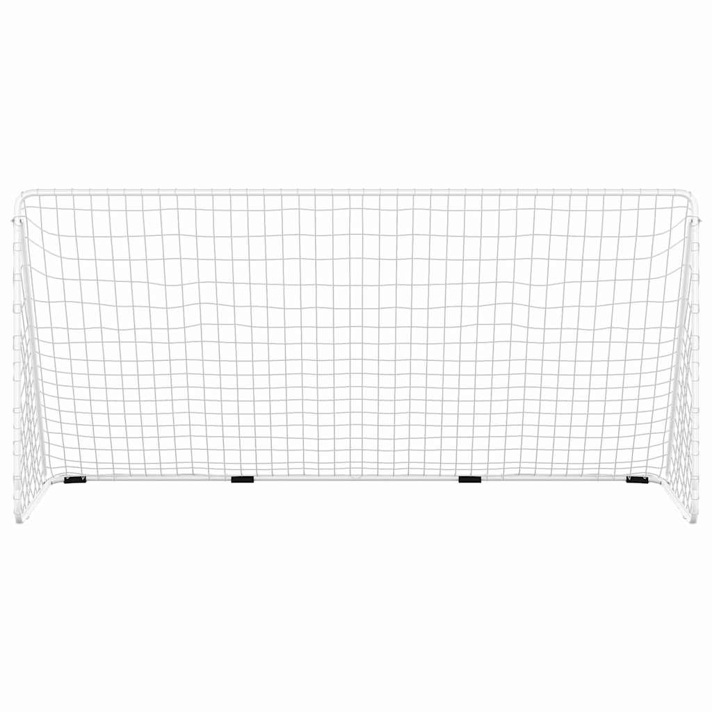 93371 vidaXL Football Goal with Net White 366x122x182 cm Steel