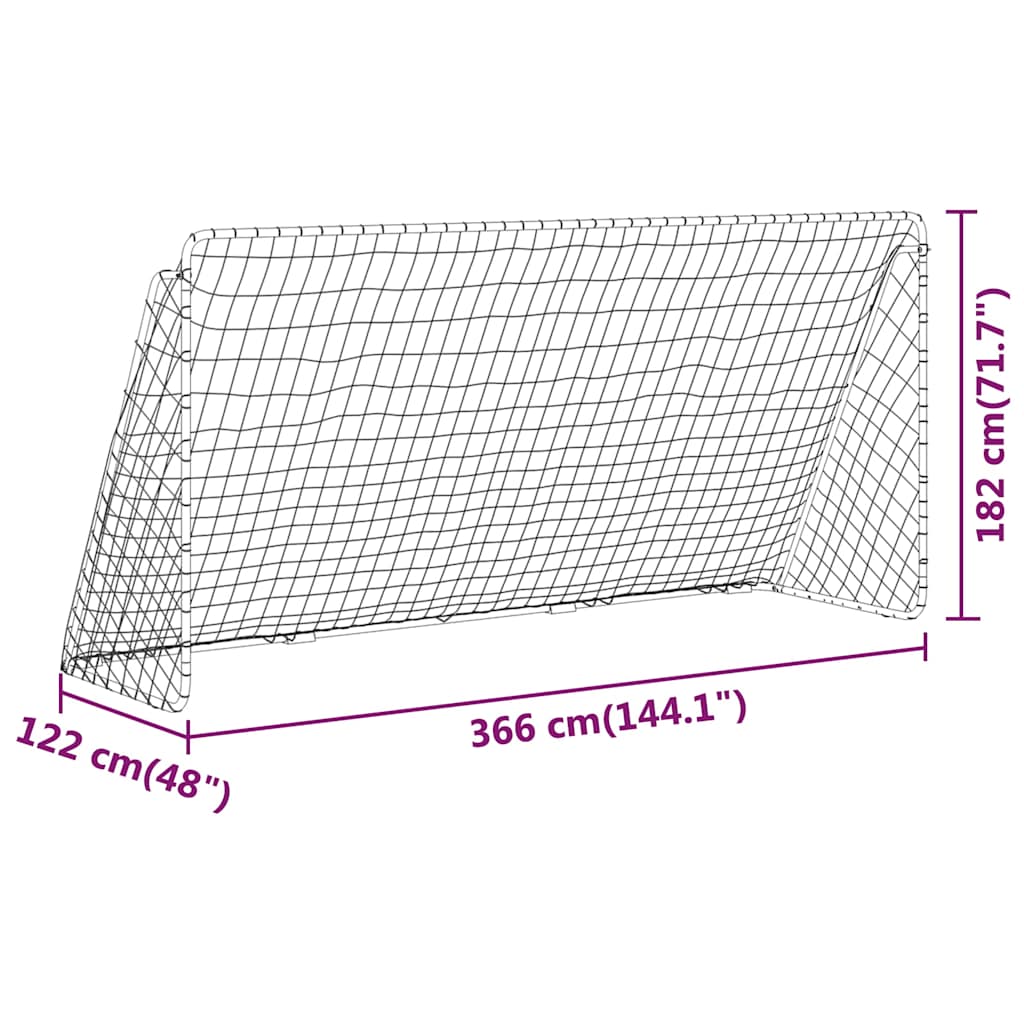 93371 vidaXL Football Goal with Net White 366x122x182 cm Steel