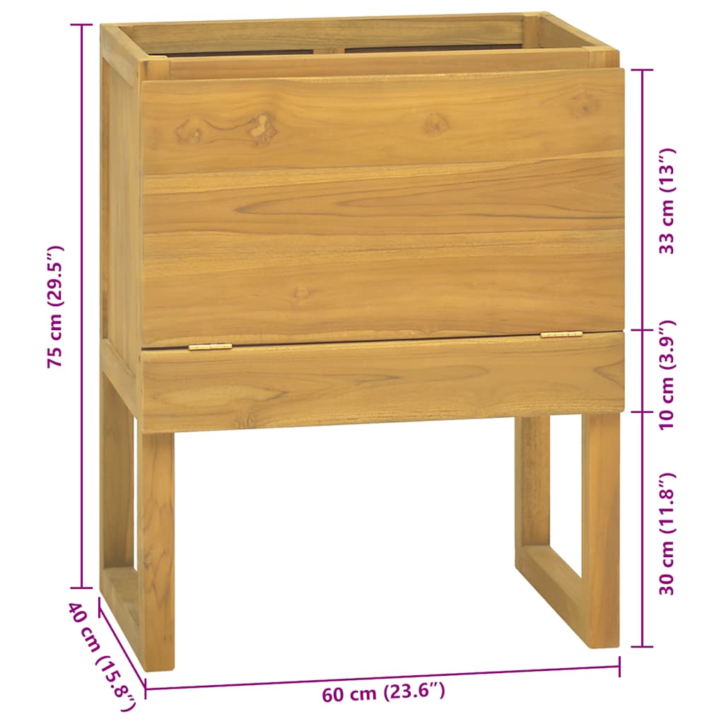 vidaXL Bathroom Cabinet 60x40x75 cm Solid Wood Teak