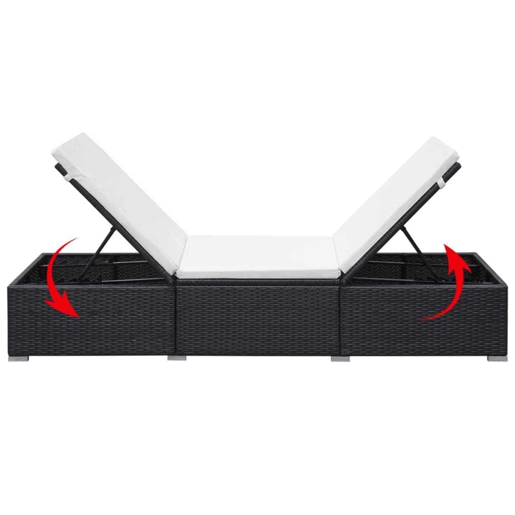 vidaXL Sun Lounger | Black and Cream White