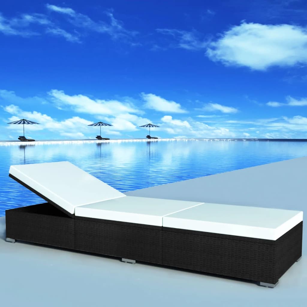 vidaXL Sun Lounger | Black and Cream White