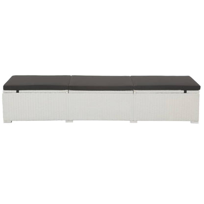 vidaXL Sun Lounger with Black Cushion Poly Rattan White