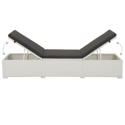 vidaXL Sun Lounger with Black Cushion Poly Rattan White