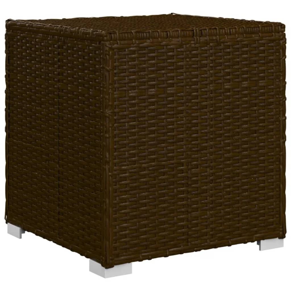 vidaXL Sun Lounger with Cushion and Tea Table Poly Rattan Brown