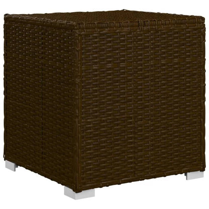 vidaXL Sun Lounger with Cushion and Tea Table Poly Rattan Brown