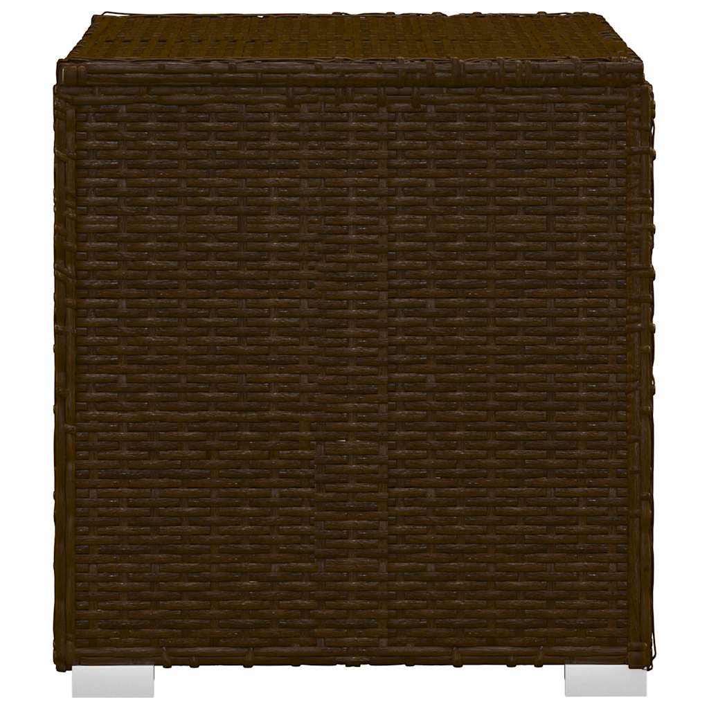 vidaXL Sun Lounger with Cushion and Tea Table Poly Rattan Brown